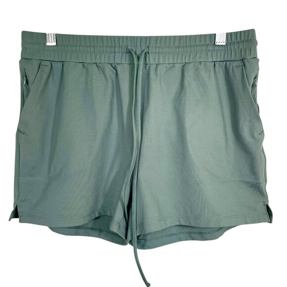 Cynthia Rowley Drawstring Lined Athletic Shorts Sage Pull-On 4-Pocket Size M - Picture 1 of 9